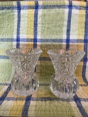 Princess House Vintage Crystal bud vases / toothpick holder set of 2